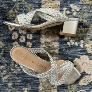 STUART WEITZMAN Rosie Woven Block Heel Side Sandals