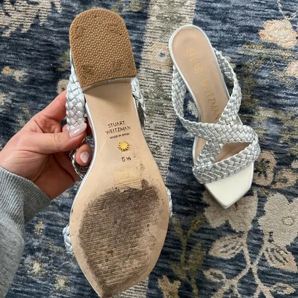 STUART WEITZMAN Rosie Woven Block Heel Side Sandals