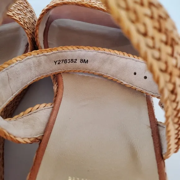 STUART WEITZMAN Sz 8 Tan Barbados Leather Braided Wedge Platform Sandals 3&quot; NWOT