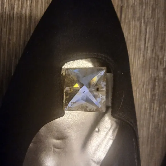 Stuart Weitzman Vintage Aurora 90s Classic Black Satin Rhinestone Kitten Heels 6