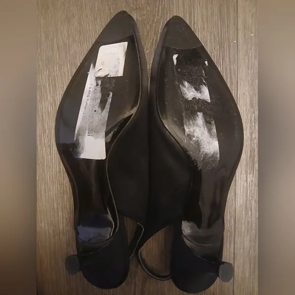 Stuart Weitzman Vintage Aurora 90s Classic Black Satin Rhinestone Kitten Heels 6