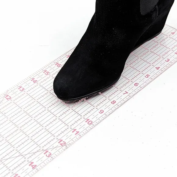 Stuart Weitzman Women Black Suede Dressy Office Wedge Ankle boots size 9.5