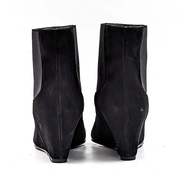 Stuart Weitzman Women Black Suede Dressy Office Wedge Ankle boots size 9.5