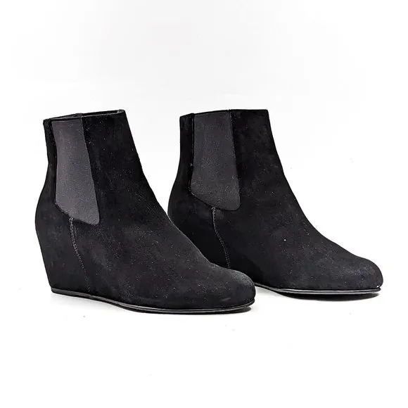 Stuart Weitzman Women Black Suede Dressy Office Wedge Ankle boots size 9.5