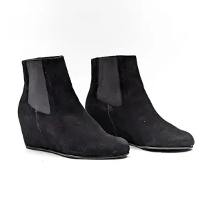 Stuart Weitzman Women Black Suede Dressy Office Wedge Ankle boots size 9.5