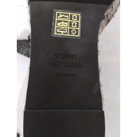 Stuart Weitzman Women's Elsie Woven Leather Espadrille Wedge‎ Sandals Size 9