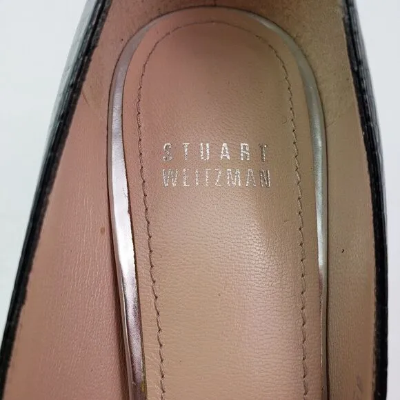 Stuart Weitzman Womens Size 8.5 Black Snake Print Slip On 3 In Pump Heels Shoes