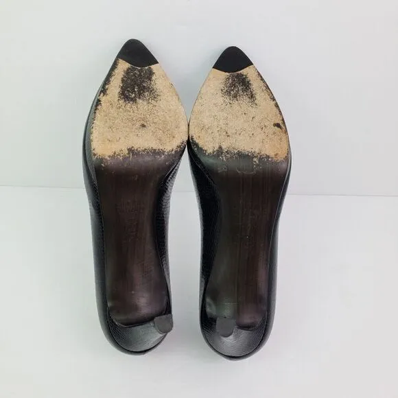 Stuart Weitzman Womens Size 8.5 Black Snake Print Slip On 3 In Pump Heels Shoes