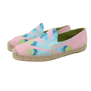 Stubbs &amp; Wootton Palm Beach Pink Floral Print Canvas Espadrille Slip On Shoes 9
