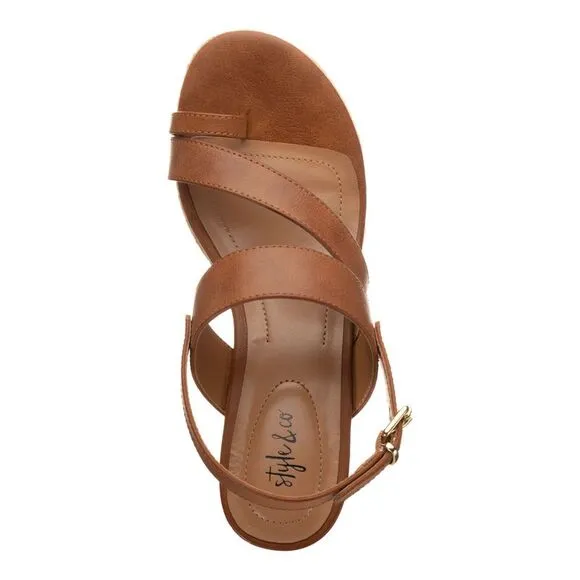 STYLE &amp; COMPANY Womens Brown 1-1/2&quot; Platform Bettyy Wedge Espadrille Shoes 11 M