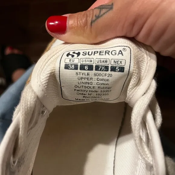 Superga White Canvas Lace Espadrille Platform Sneakers US 7.5 EU 38