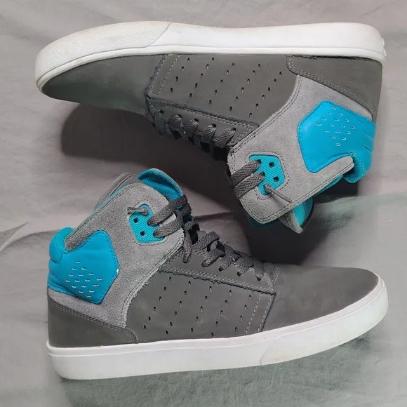Supra High Top Sneakers Size 10 Gray Blue Atom Skate Shoes