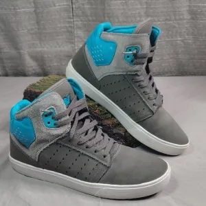Supra High Top Sneakers Size 10 Gray Blue Atom Skate Shoes