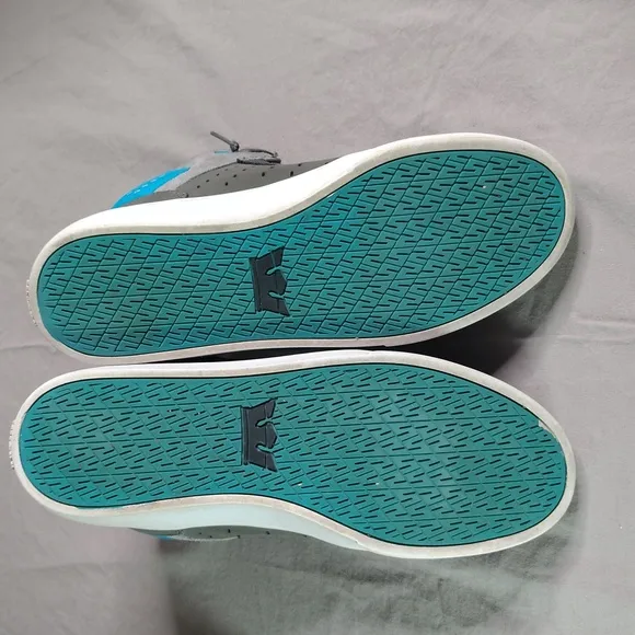 Supra High Top Sneakers Size 10 Gray Blue Atom Skate Shoes