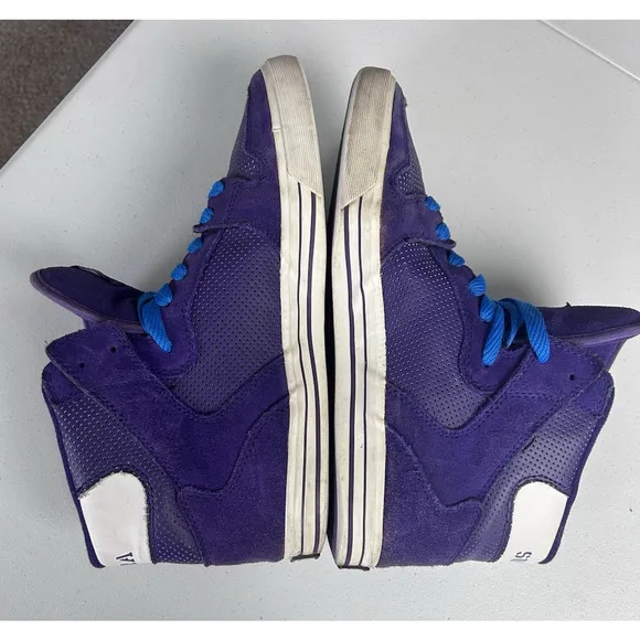 Supra Vaider Purple Sneakers High Top Skater Streetwear Shoes Men's Sz 12