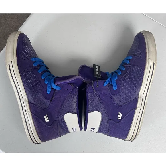 Supra Vaider Purple Sneakers High Top Skater Streetwear Shoes Men's Sz 12