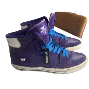 Supra Vaider Purple Sneakers High Top Skater Streetwear Shoes Men's Sz 12