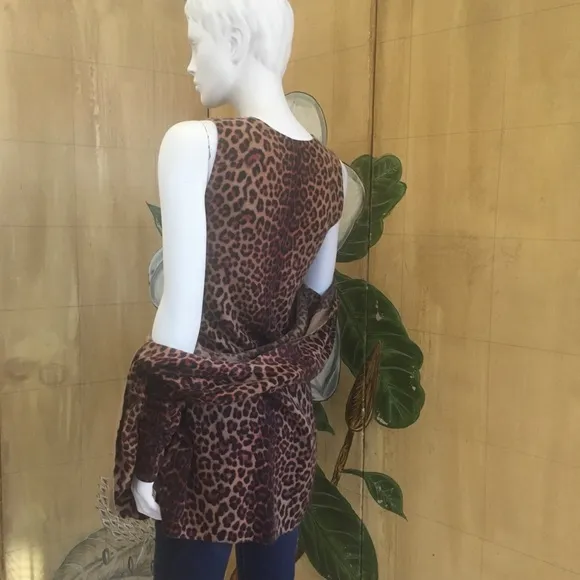 Sutton Cashmere cardigan animal cheetah print new with tags