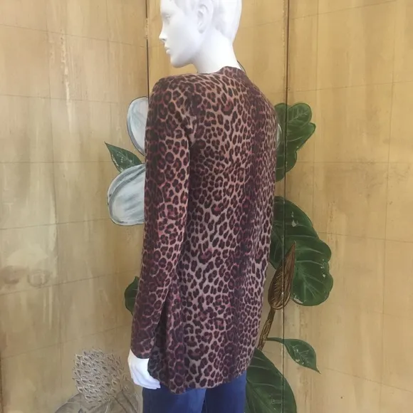 Sutton Cashmere cardigan animal cheetah print new with tags