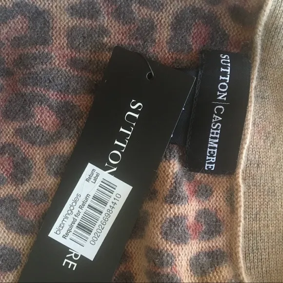 Sutton Cashmere cardigan animal cheetah print new with tags