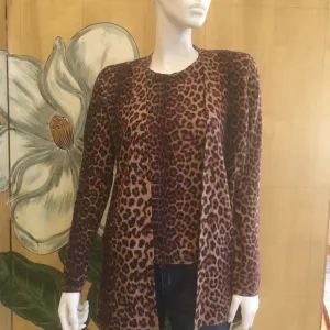 Sutton Cashmere cardigan animal cheetah print new with tags