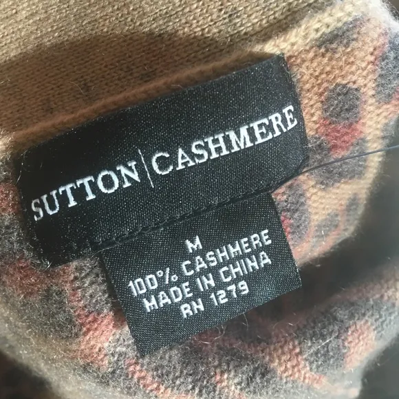 Sutton Cashmere cardigan animal cheetah print new with tags