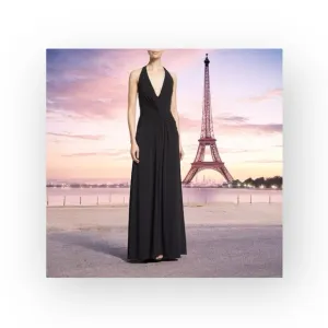 Tadashi Shoji ❤︎ Glamorous Mesh Tulle Halter Draped Gown Dress ❤︎ Black ❤︎ XS