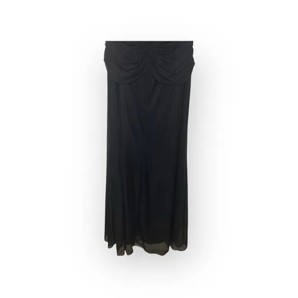 Tadashi Shoji ❤︎ Glamorous Mesh Tulle Halter Draped Gown Dress ❤︎ Black ❤︎ XS
