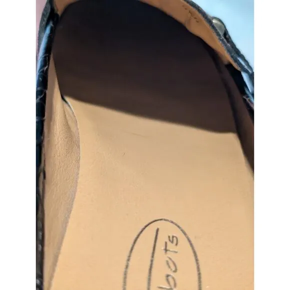 Talbot's Brown Leather Croc Design Made in Brazil Round Toe Loafer Mule Sz 8.5B