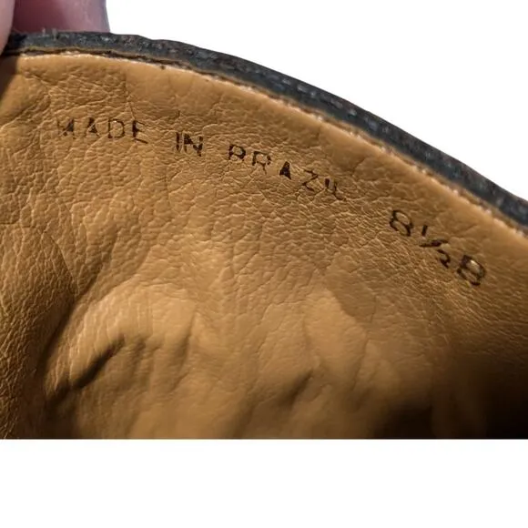 Talbot's Brown Leather Croc Design Made in Brazil Round Toe Loafer Mule Sz 8.5B