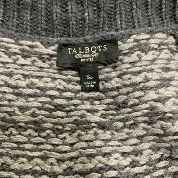 TALBOTS Fair Isle full zip cardigan sweater