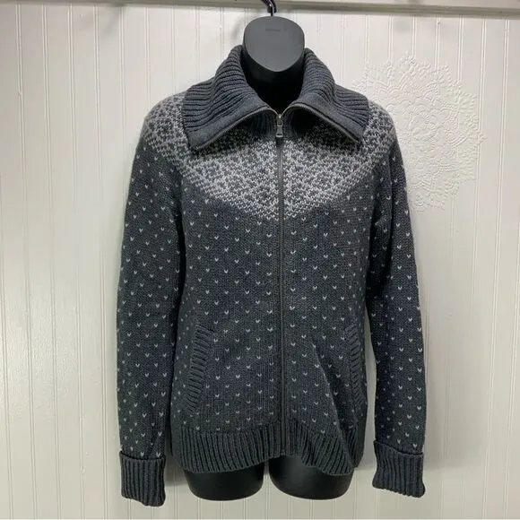 TALBOTS Fair Isle full zip cardigan sweater