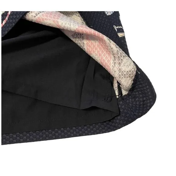 Talbots Woman's Skirt Sz 16W Seashell Print Cotton Pique Navy Pink Rope NEW