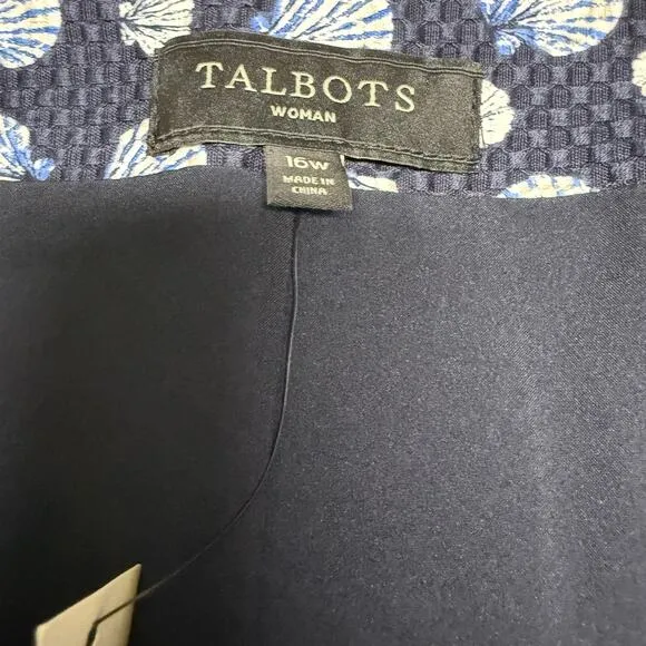 Talbots Woman's Skirt Sz 16W Seashell Print Cotton Pique Navy Pink Rope NEW