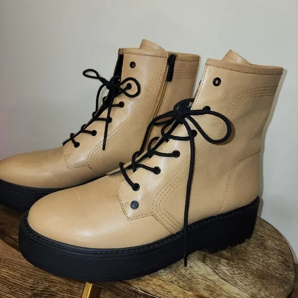 Tan Jensine Platform Lace-Up Zip Boot-Franco Sarta