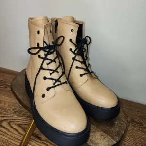 Tan Jensine Platform Lace-Up Zip Boot-Franco Sarta