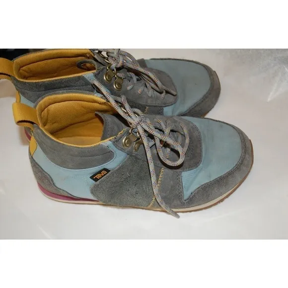 Teva Highside 84 Mid Boot Shoes Baby Blue, Gray, Yellow Women’s 6.5