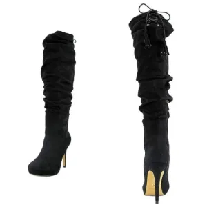 Thalia Sodi Brisa Women Gray Knee HighBoot, Black, Size 7