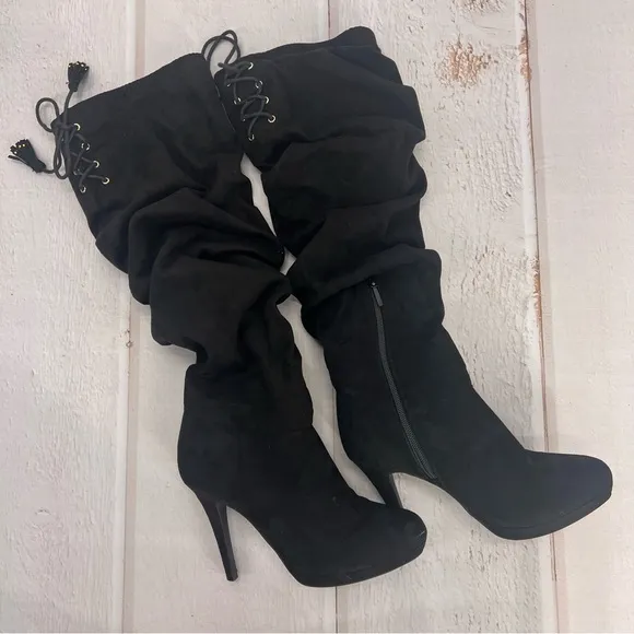 Thalia Sodi Brisa Women Gray Knee HighBoot, Black, Size 7