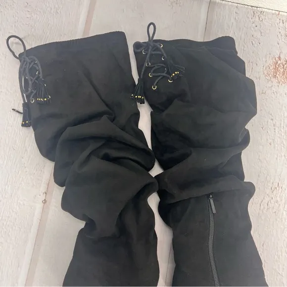 Thalia Sodi Brisa Women Gray Knee HighBoot, Black, Size 7