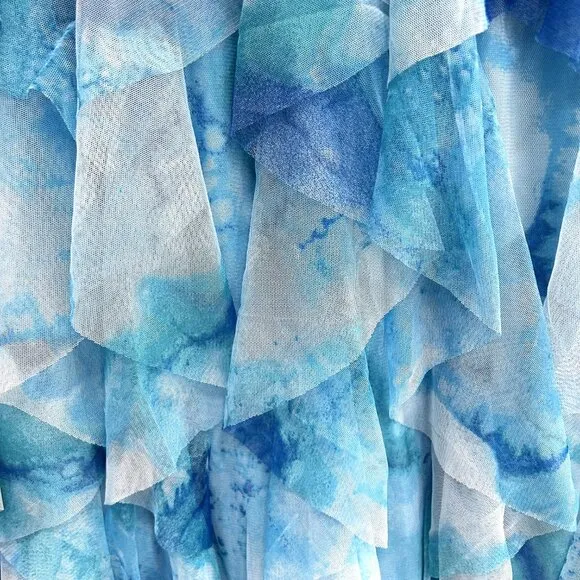 The Chéri Ruffled Tulle Midi Skirt by Anthropologie Blue size 2X