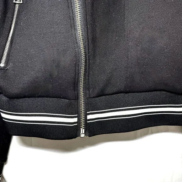 The Kooples Sport Black Varsity Jacket | Parisian Preppy Streetwear Minimalist