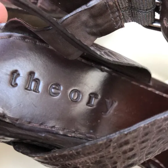 Theory Sabrina wood platform sandal, leather size 8-8.5