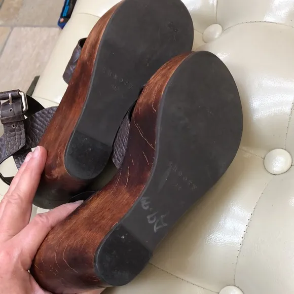 Theory Sabrina wood platform sandal, leather size 8-8.5