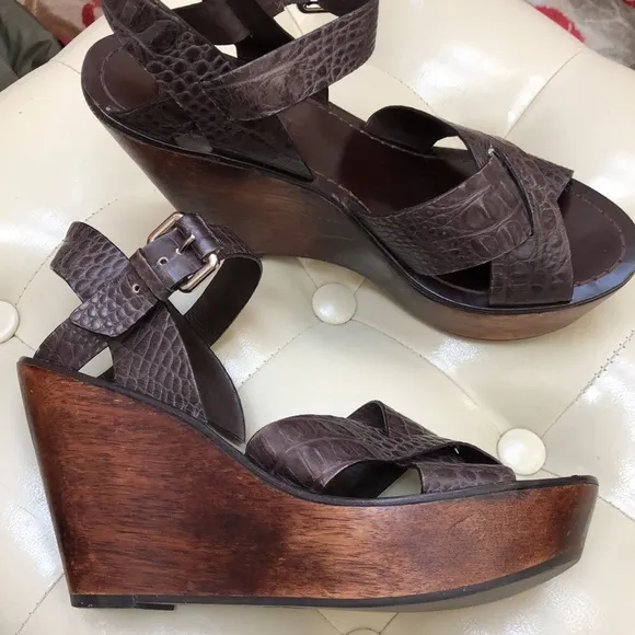 Theory Sabrina wood platform sandal, leather size 8-8.5