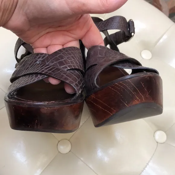 Theory Sabrina wood platform sandal, leather size 8-8.5