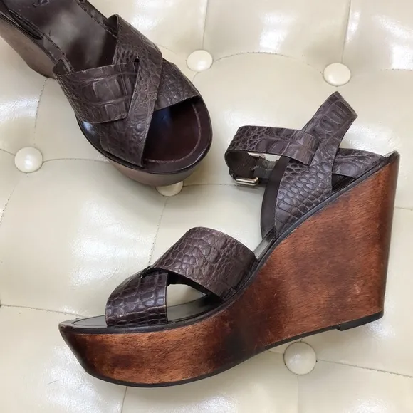 Theory Sabrina wood platform sandal, leather size 8-8.5