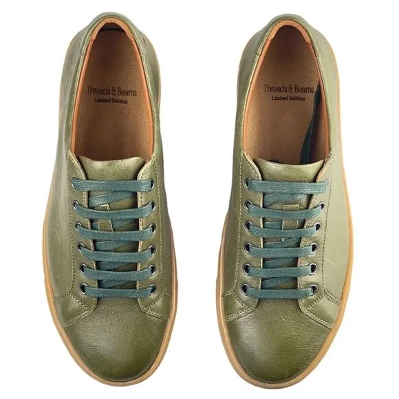 Threads &amp; Beams Shoes Cup-Sole Trainer Green Leather  Men's Size 7B