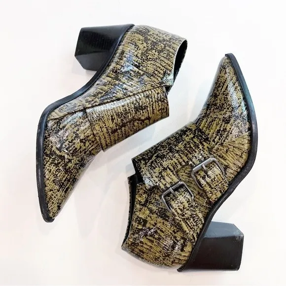 Tibi Billie Lizard-Embossed Leather Ankle Boots Size 39.5