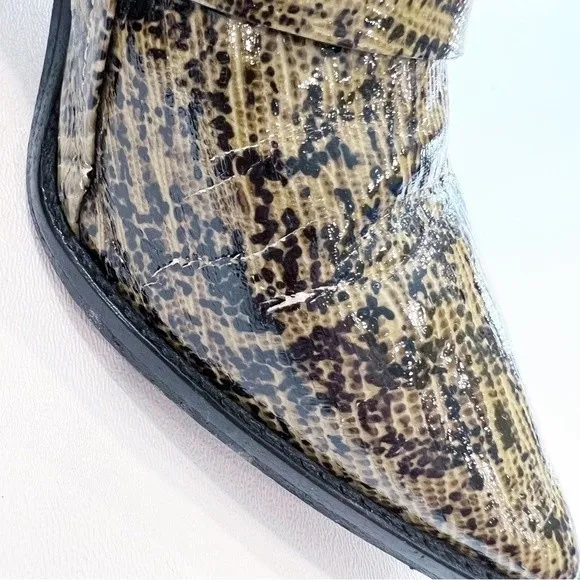 Tibi Billie Lizard-Embossed Leather Ankle Boots Size 39.5